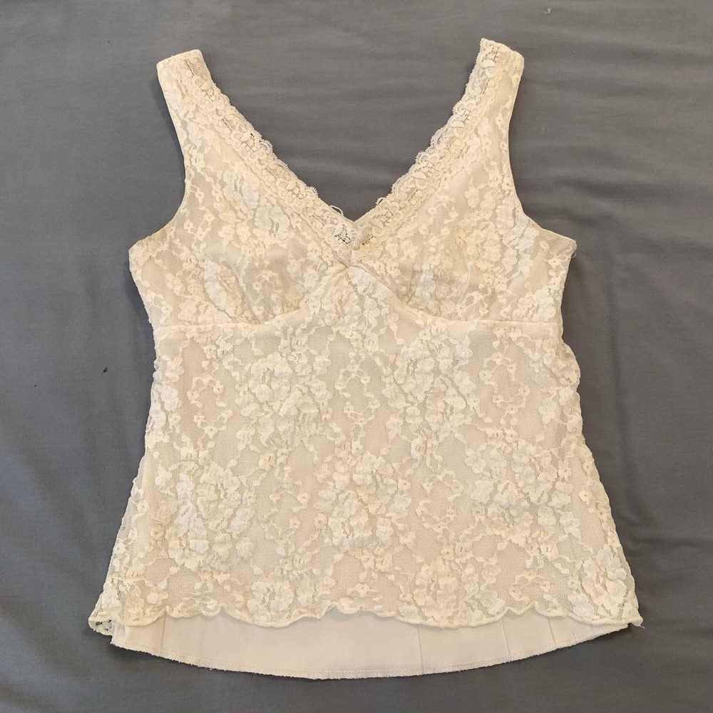 Speechless Tank Top Womens Large White Lace V Neck Stretch Lined Camisole